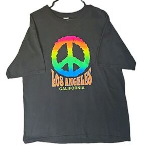 Vintage Peace Sign Tie Dye T-Shirt Men's XL Festival Hippie Rave Graphic Tee USA